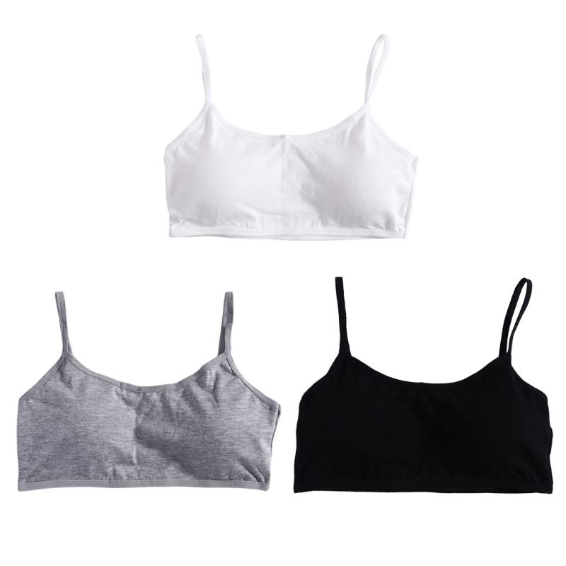 3pcs Girl Underwear Cotton Bras Girls Soft Sports Bra Top Breathable For Teens Training Bra 8-18Y