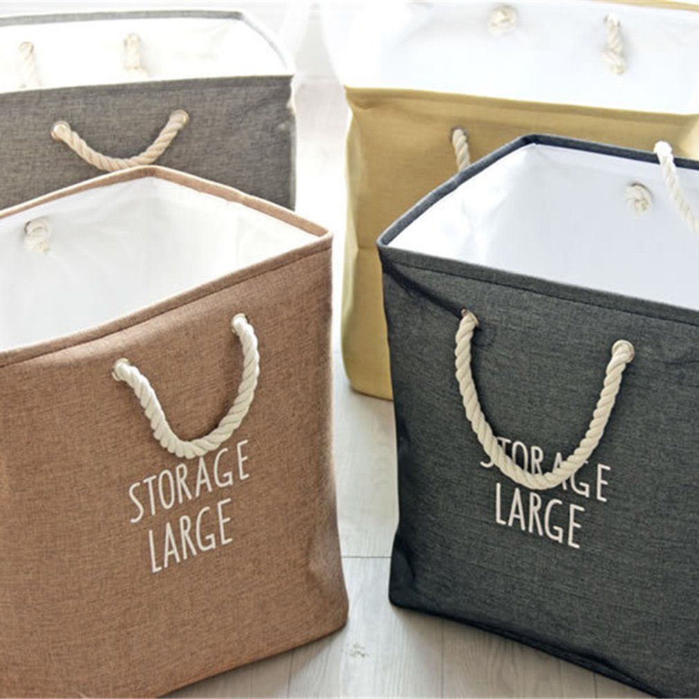 Large Storage Open Laundry Bucket Light Brown Cleaning Bag Bucket Home Case For Homeuse Bag Case Kep Bathroom