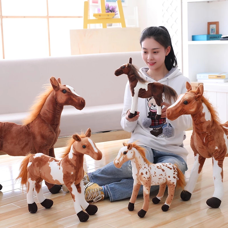 30-90cm 4 estilos caballo de simulación de peluche de juguete de peluche Animal realista muñeca bebé niños tienda de casa decoración Triver juguete de