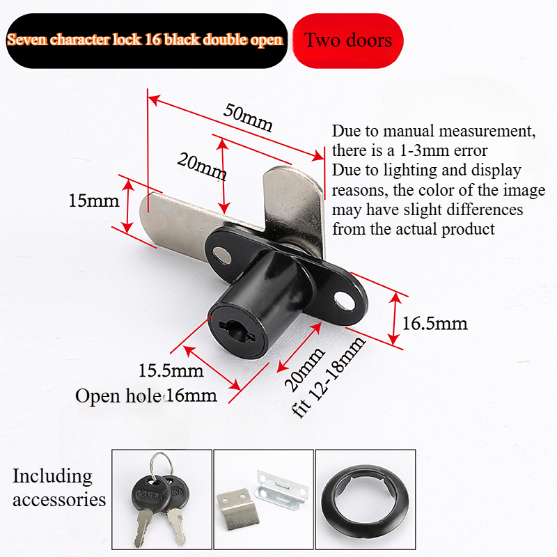 Serratura per porta dell'armadio doppia aperta Serratura per porta dei mobili con linguetta di svolta oposta a forma di 7: Argento