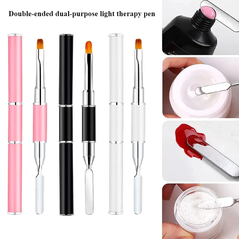 2-in-1 Dual beendet Poly Nagel Gel Bürste Pflücker Nagelbürste und Spachtel Edelstahl Gel für NäGel Verlängerungsgel Werkzeug