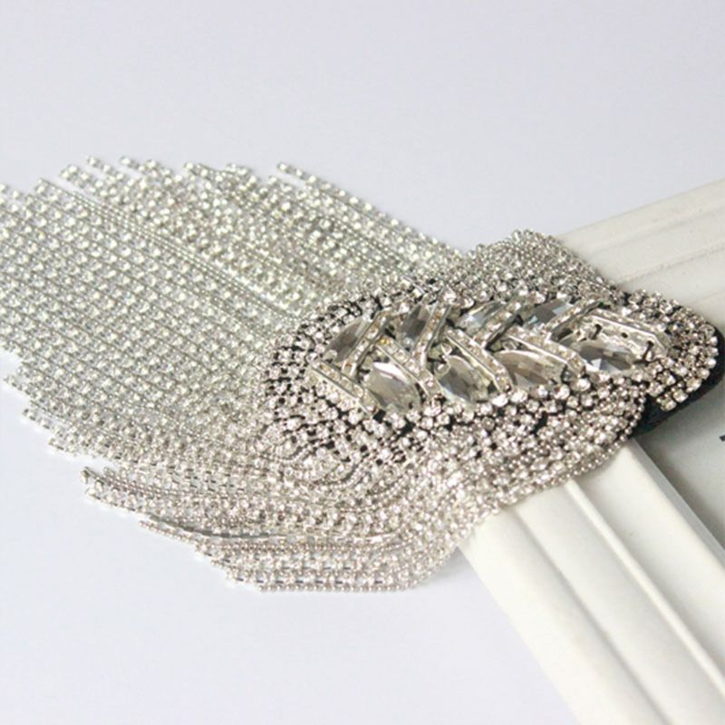 Glitter rhinestone kvaster kæde epaulet mænd kvinder punk frynser skulderbræt badge