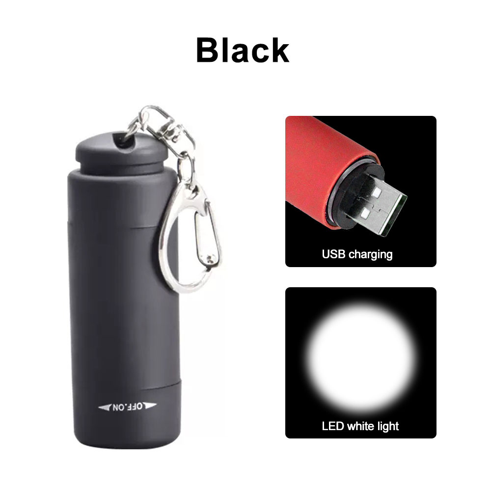 Portable Mini Torch Light USB Rechargeable Pocket Keychain Flashlights Waterproof Outdoor Hiking Mini Camping Lamp Lantern Torch: GRAY
