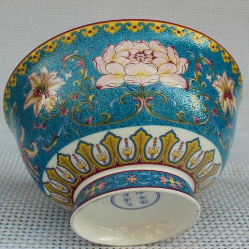 Chinese old porcelain Pastel glaze Peony Map Chinese food bowl