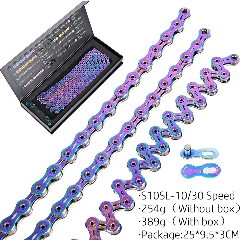 Bicycle Chain Rainbow Colorful Mountain MTB Road Bike Shifting Chain 9/10/11/12 Speed With Connector Master Links BC0581: S10SL
