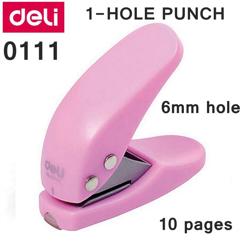 Deli 0111 Bureau 6Mm 1-Gat Punch Binding Perforator Mini 0ne Perforator/Punch Papers capaciteit 10 Pagina 'S 80G
