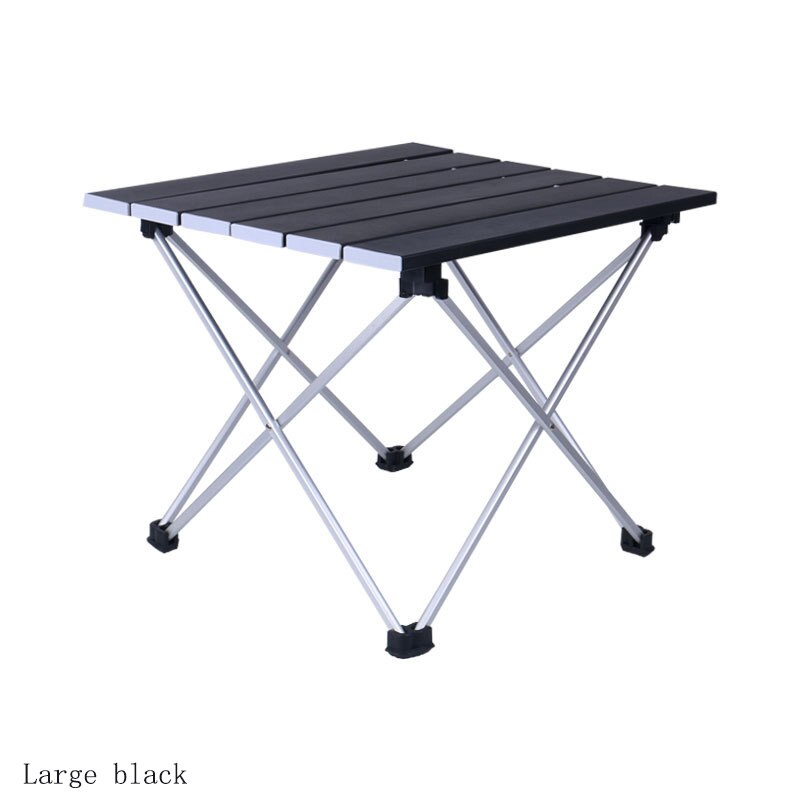 Udendørs aluminium bærbart ultra let foldbart picnicbord sammenfoldeligt udendørs spisebord familiefest picnic grillbilbord: Stor sort
