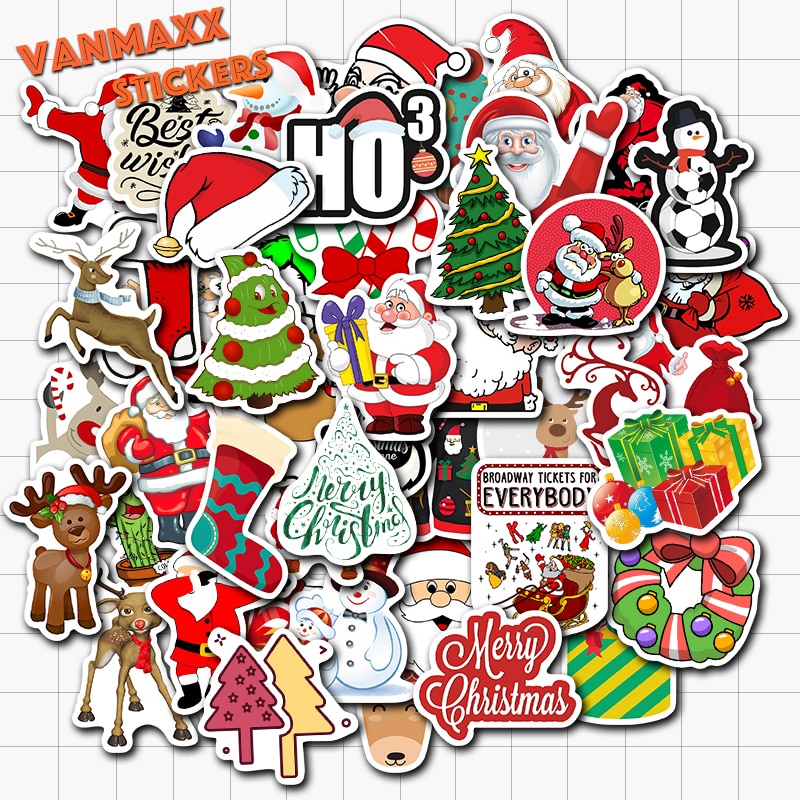 Vanmaxx 50 Stuks Kerst Elements Kerstman Festival Stickers Waterdicht Vinyl Sticker Voor Windowslaptop Helm Fiets Bagage