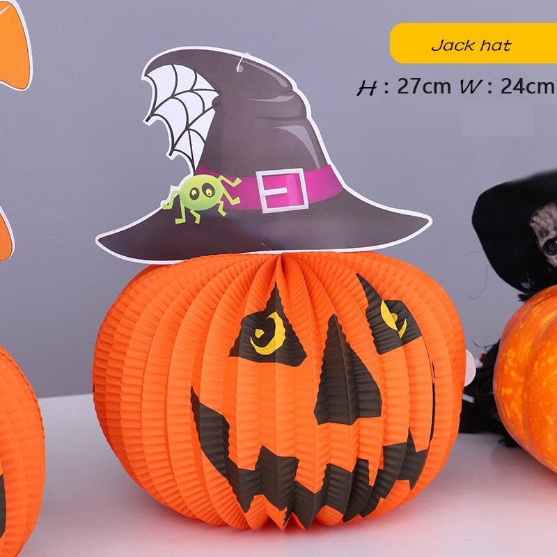 2 pc/ set halloween dekorationer bar rolig spöke fladdermus spindel pumpa lykta prydnad dekoration halloween festlokal layout rekvisita: Jack hatt