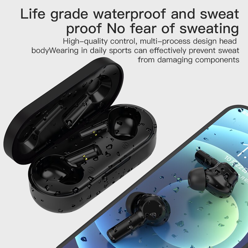 Bluetooth-headset  w20, schwarz, kabellos, stereo, in-ear, tragbar, audio- und videogeräte, stereo, sport, wasserdichte ohrhörer