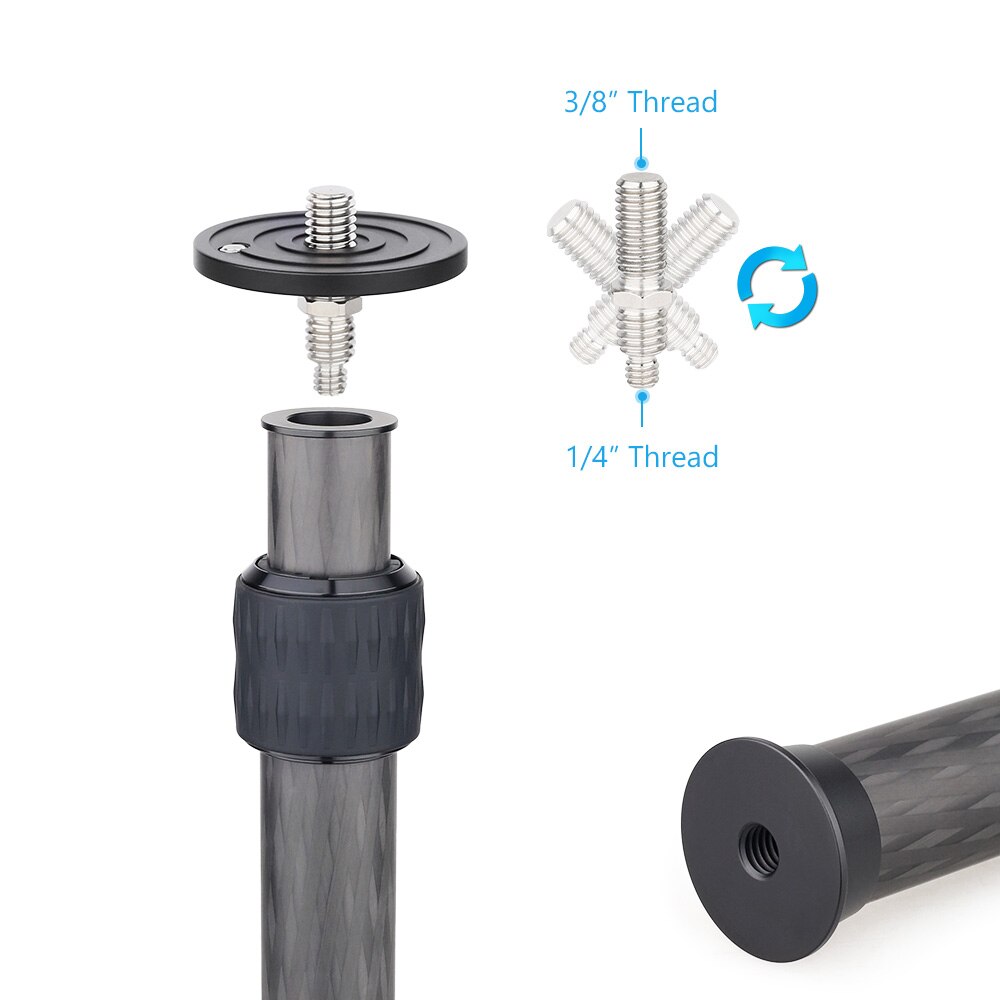 ARTCISE 10 Layers Carbon Fiber Center Column Extender 2-Section Tube Extension for Tripod Monopod 25.5mm/40mm CNC Anodized