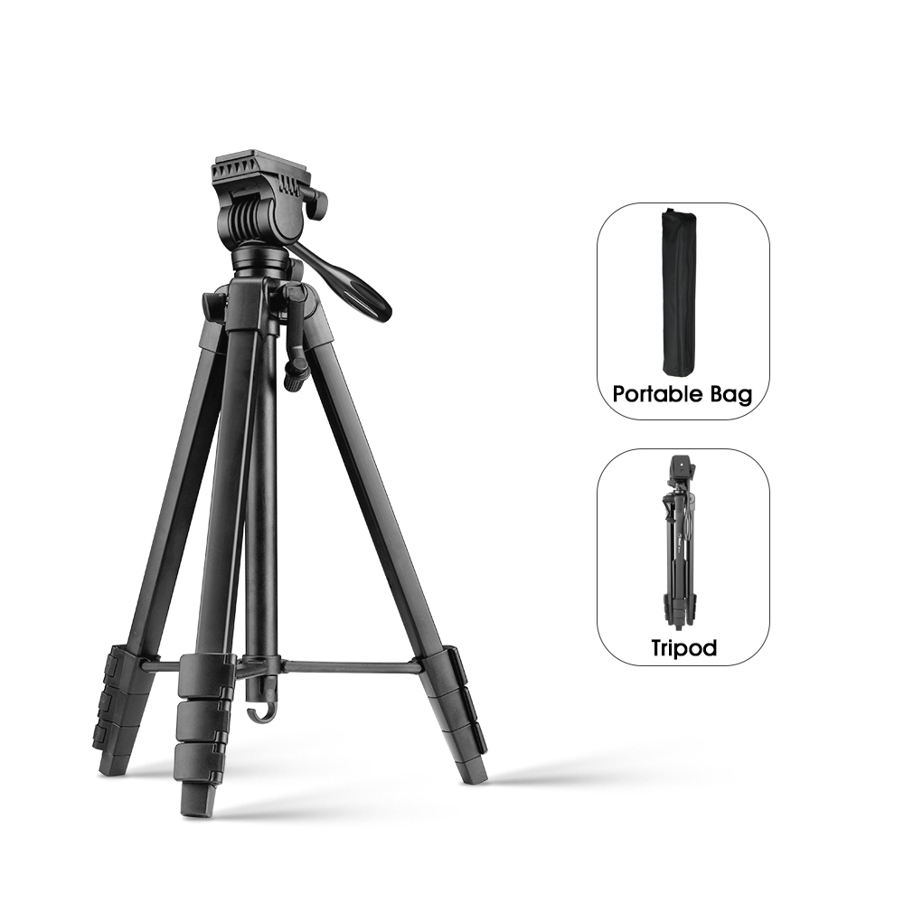 Camera Tripod 150cm/60-Inch for DSLR with Phone Holder &amp; Remote/Aluminium Fluid Head Video Selfie Photography Telescope Tripod: Tripod