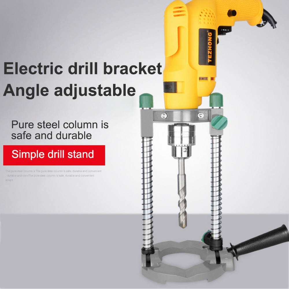 Precision Drill Guide Pipe Drill Holder Stand Drilling Guide with Adjustable Angle and Removeable Handle DIY Woodworking Tool