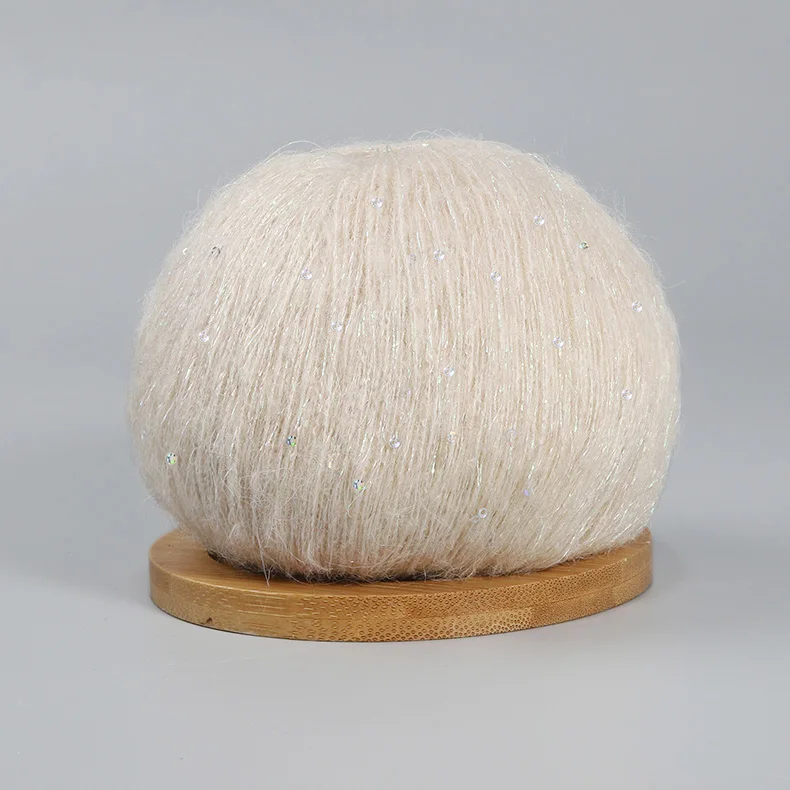 50 g Spitzen-Mohairgarn mit Pailletten, Häkel-Strickgarn mit Lurex, modische Baby-weiche Pullover-Schal-Nadelgarn mit Schlaufen: Lavendel