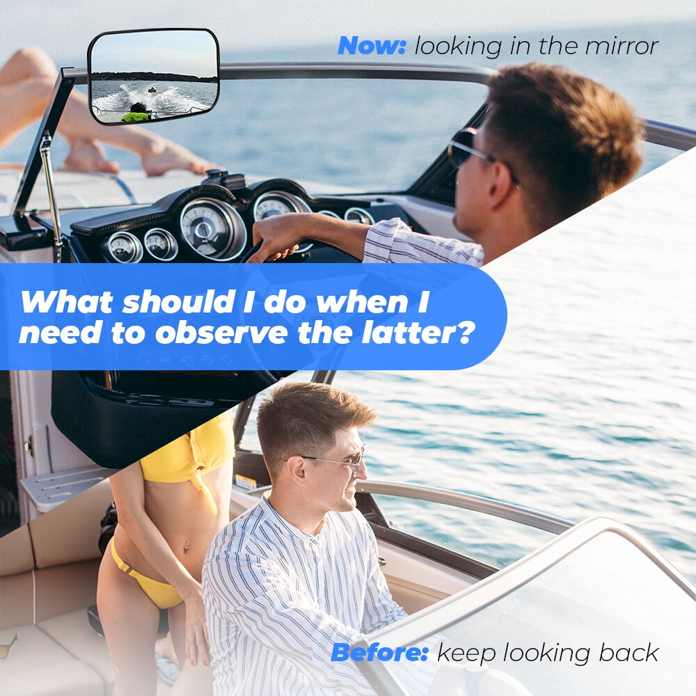 Rétroviseur universel pour bateau de Ski, accessoires de bateau, pour le Sport aquatique, le surf, 2 pièces