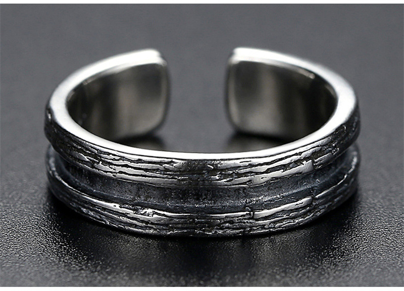 Nuovo arrivo anello in argento 925 formato aperto retrò gioielli da uomo personalità multi linee design maschile accessori per dita indice