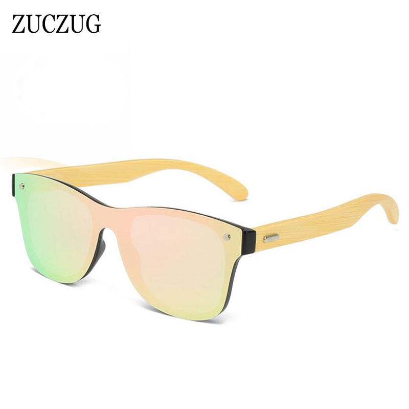 ZUCZUG Bamboe Hout Randloze Vierkante Zonnebril Vrouwen/Mannen Brand Kleurrijke Spiegel Lens Zonnebril Vrouwelijke UV400 Shades Handgemaakte
