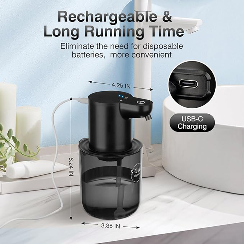 400ml Automatic Sensor Soap Dispenser Rechargeable Hand Sanitizer Dispenser Wall Mounted Bathroom Electric Foam Hand Washer