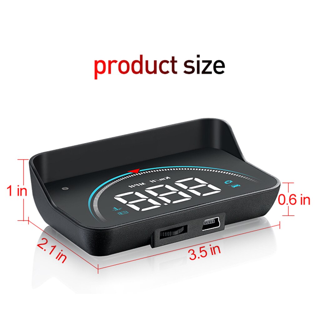 Proyector de parabrisas de advertencia de exceso de velocidad, pantalla Hud de estilo de coche, KM/H MPH