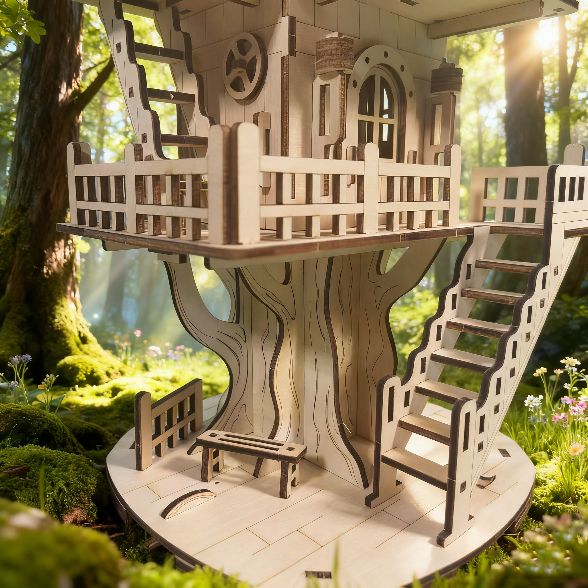 Wooden Treehouse 3D Puzzle Model DIY Construction Kit Treehouse Building Set Home Decor Handcrafted Model