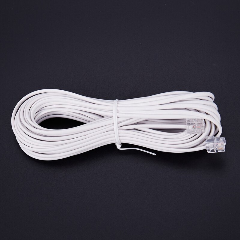 2 piezas 10M RJ11 Cable de extensión de conector de teléfono blanco
