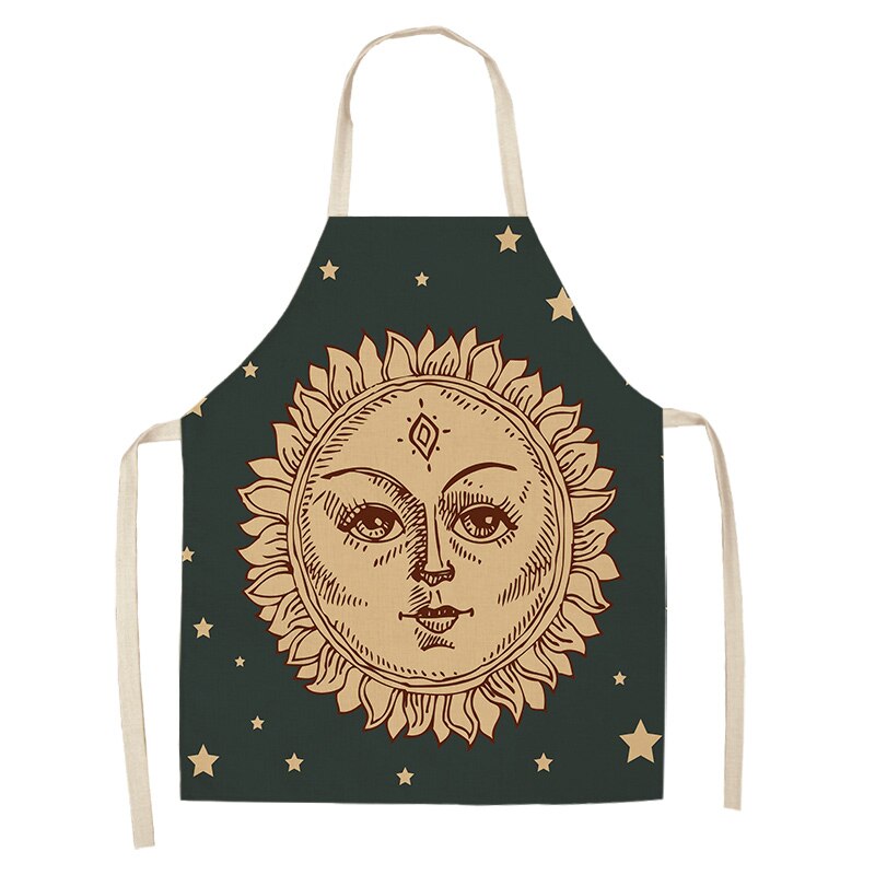 1Pcs Ramadan Pattern Cotton Linen Kitchen Aprons for Woman and Man Home Cooking Baking Shop Cleaning Accessory 53*65cm DD1001: D