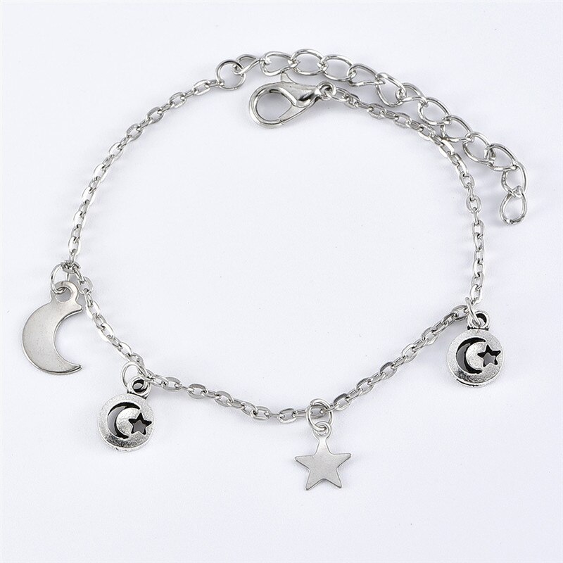 5 teile/los Böhmischen gemischt Silber Farbe Stern Mond Hohl Blume mehrschichtig Armbinde Weiblichen Strand lässig Schmuck Zubehör