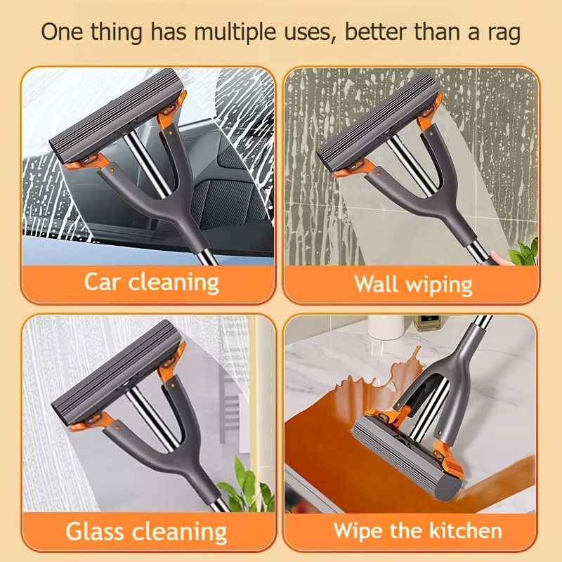 Untior mini svampmopp skrivbord självpressande stark absorberande rengöringsmedel handfri borste för hemmakök badrum rengöringsmedel