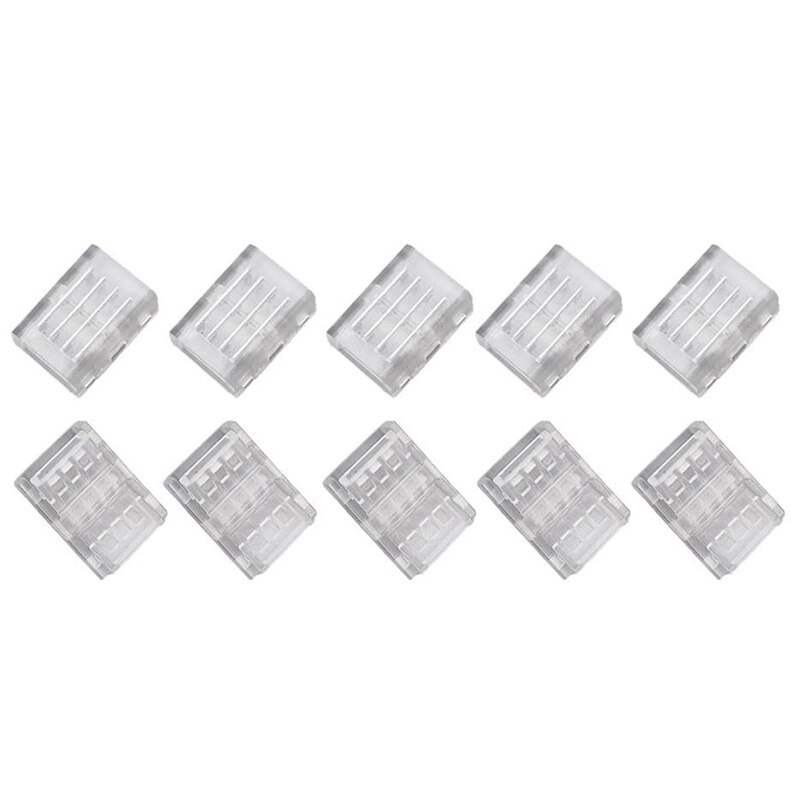 10Packs 4-Pin Rgb Led Licht Strip Connectors 10Mm Unwired Gapless Solderless Adapter Terminal Voor Smd 5050 led Strip