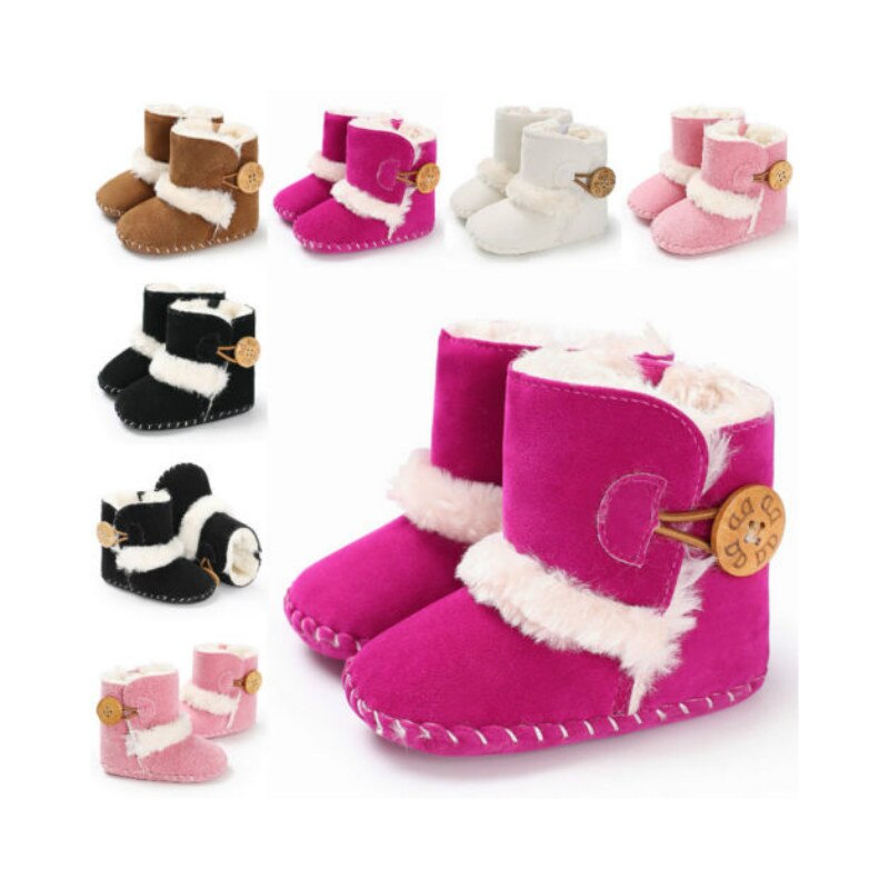 Baby Infant Winter Boots Kid Baby Girl Boy Snow Shoes Warm Soft Sole Bottom Prewalker Crib Shoes Plush Solid Cotton Boot