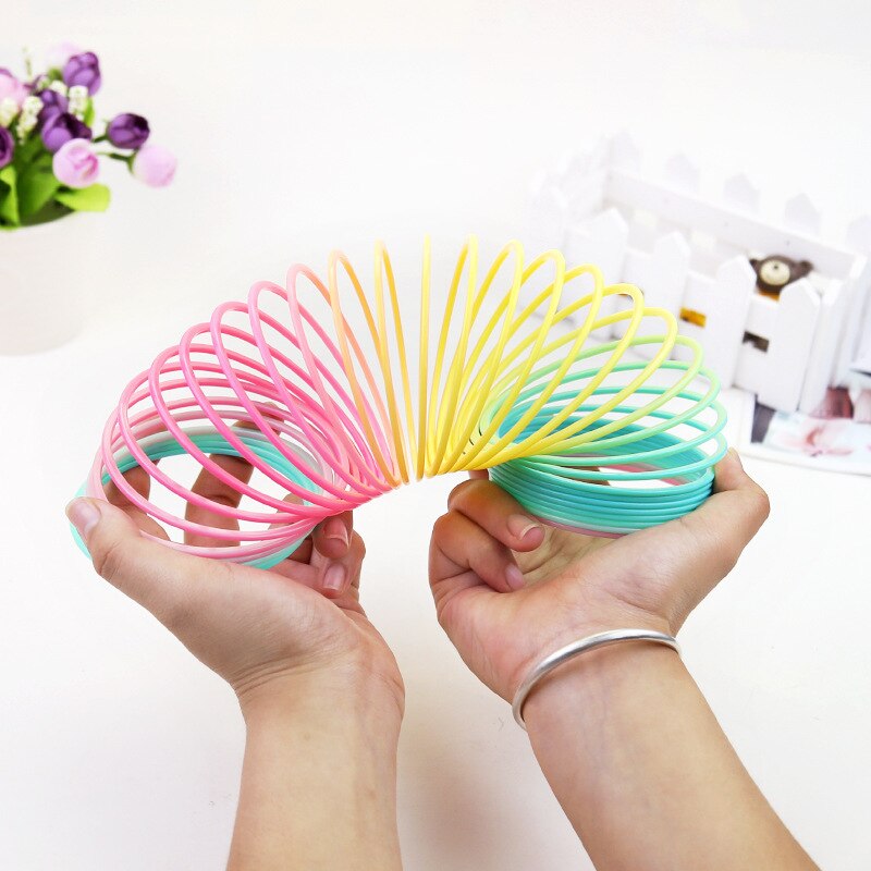 Magic Rainbow Ring Spring Ring Jengaile Plastic Ring Colorful Night Aperture Nostalgic Puzzle Children's Stall Small Toys