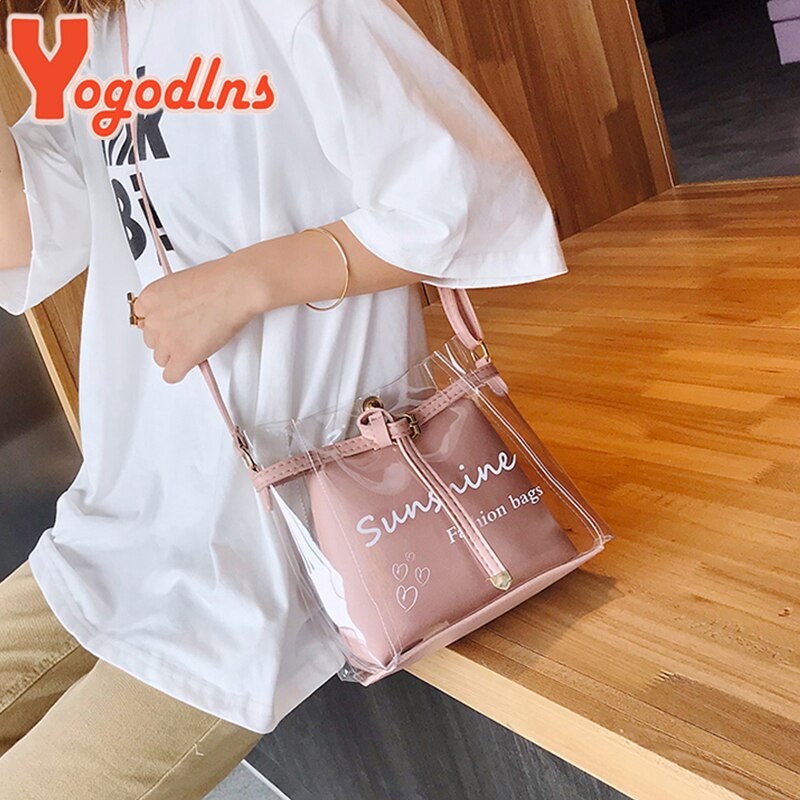 Yogodlns sacs à bandoulière pour femmes dame Transparent épaule gelée paquet été sac à main téléphone sac bolsa