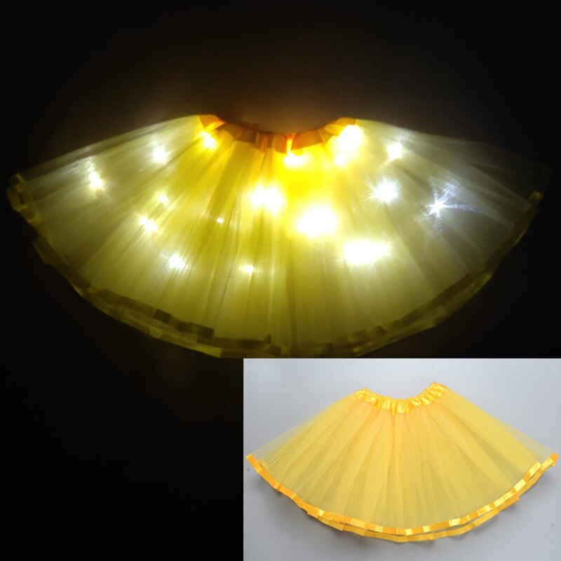 Jaar licht led meisje kinderkleding tutu rok prinses feest tutu's tule pettiskirt kind ballet dans kerst paars: Geel
