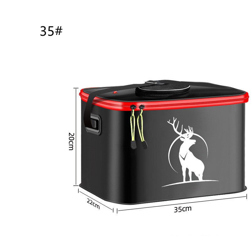 Sac de pêche EVA Portable, seau de pêche pliable, boîte de poissons vivants, conteneur d'eau de camping, sac de rangement de matériel de pêche: Black   35