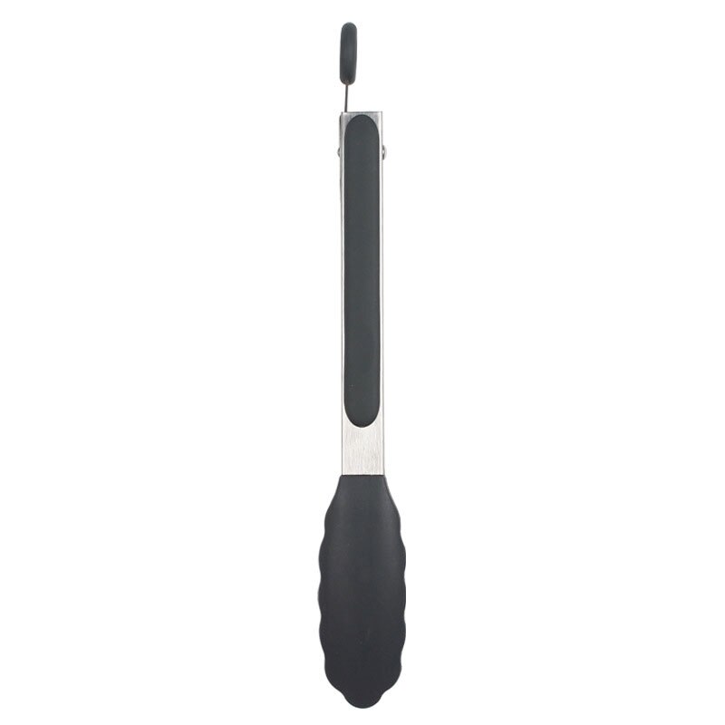 12Pcs Silicone Cooking Utensil Set Wooden Handle Spatula Soup Spoon Brush Ladle Pasta Colander Non-stick Cookware Kitchen Tools: Food tong