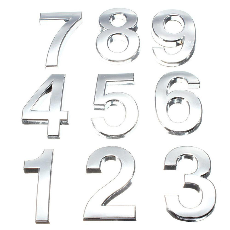 5cm 3D Digits 0-9 Number Stickers,3D Number,Metal,Digital Number Plate,Numbers,Digital,Address Plaque,DIY,Silver: 6