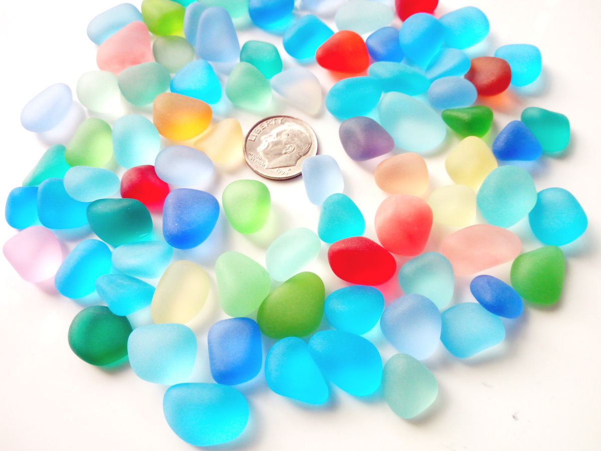 30 Pieces Sea Glass Beads/Beach Glass Beads for Jewelry Making ,Big Size(12-16mm Length))