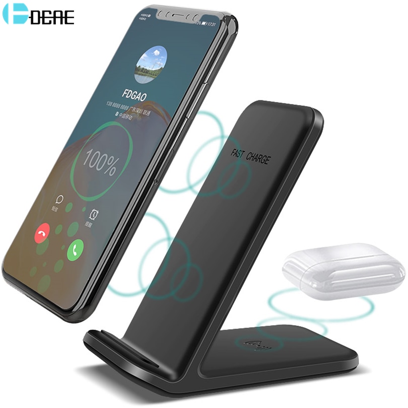 Qi Wireless Charger 2 in 1 Charging Dock for iPhone 13 12 11 XS XR X 8 AirPods Pro 15W Fast Charge Stand for Samsung S21 S20 S10