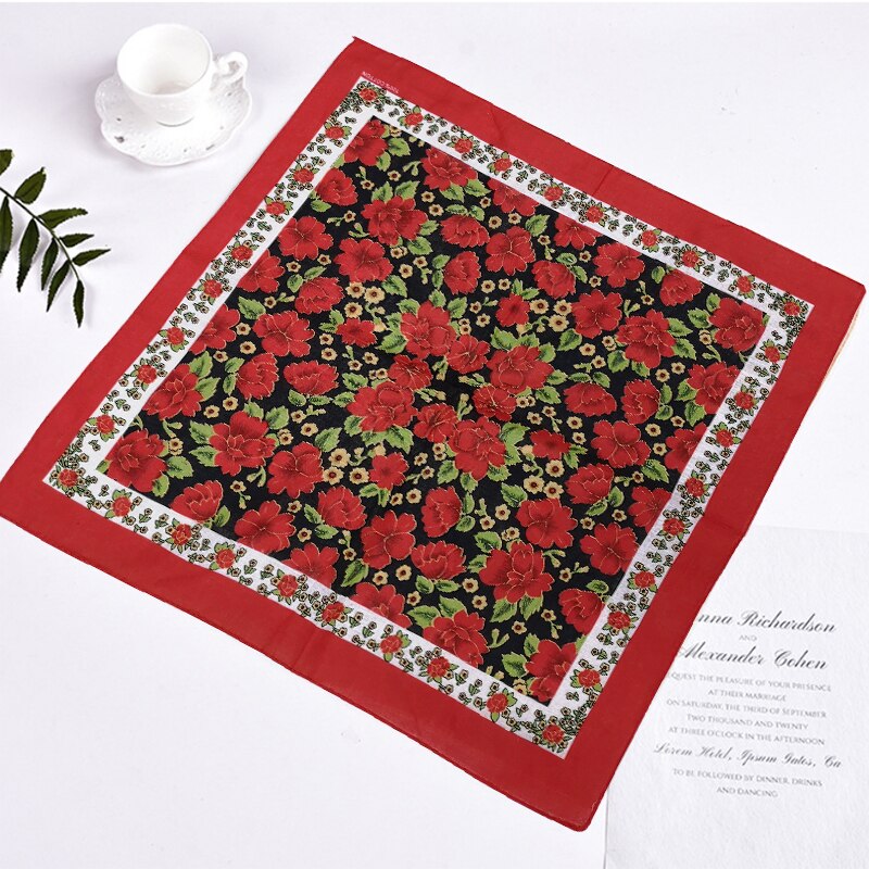 Bufanda tipo pañuelo de colores para mujer, pañuelo cuadrado Vintage con rosas, Bandanas rojas, estilo: 5