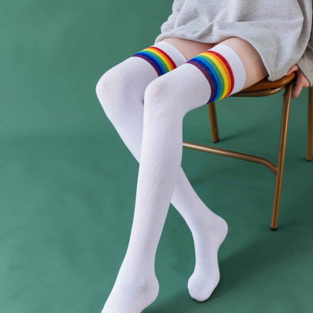 Baumwoll-oberschenkelstrümpfe, strümpfe für damen, extra lange overknee-strümpfe, einfarbig, mitteldick, weich, beinstulpen