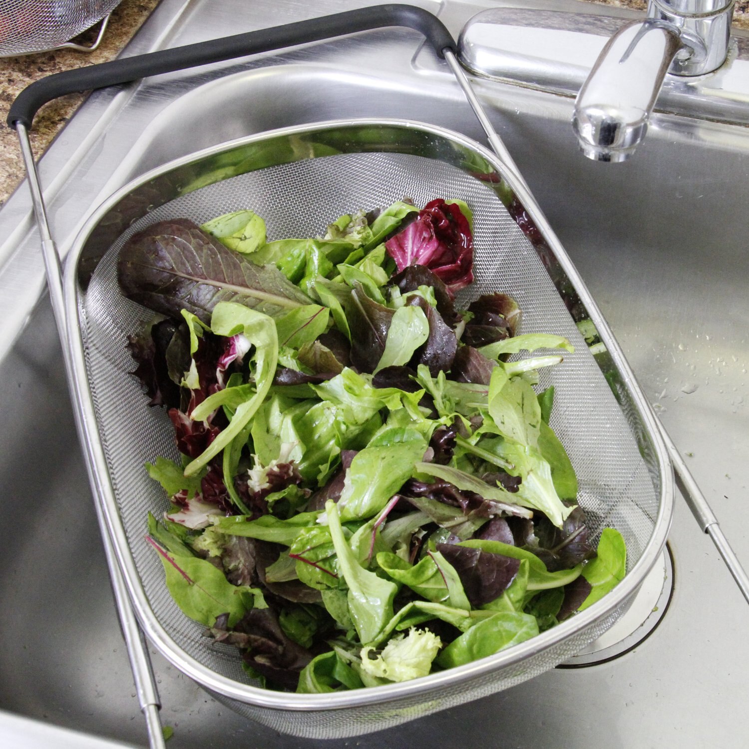 Fijne Mesh Over De Spoelbak Voedsel Colandar 6QT Grote Zeef Mand Voor Spoelen Fruit Groenten Rijst Pasta 'S Korrels-Roestvrij staal