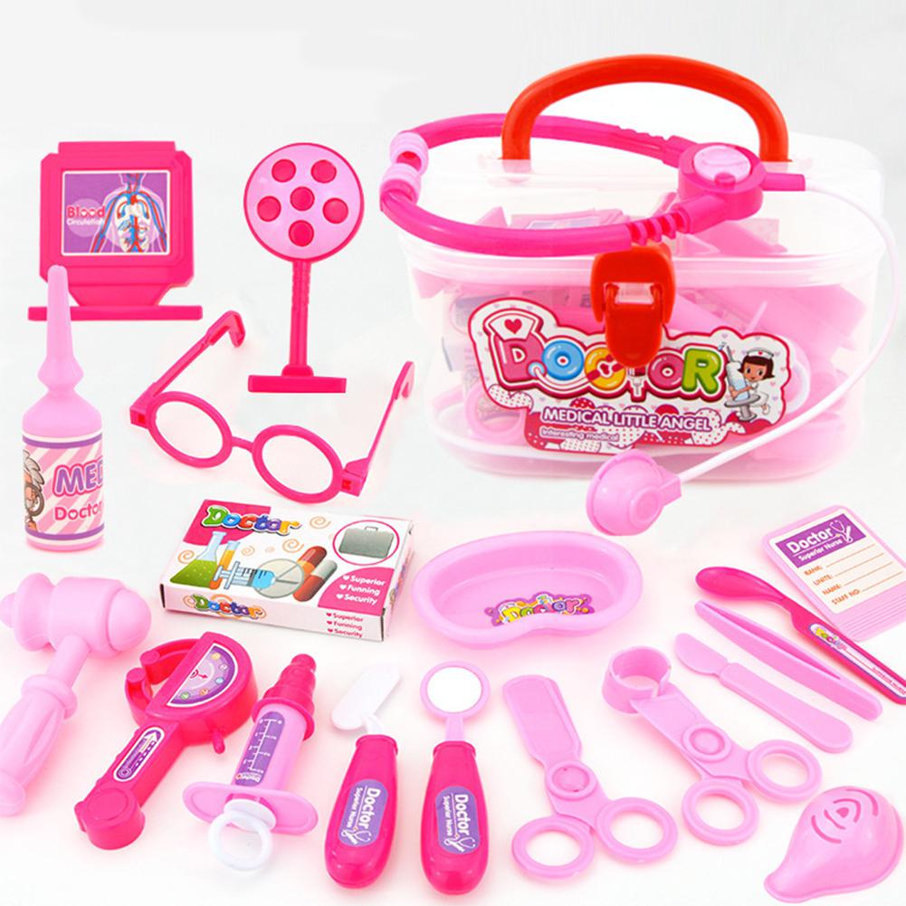 20 piezas, juego de simulación de Doctor para niños, estetoscopio de inyección, Kit médico, caja de medicina