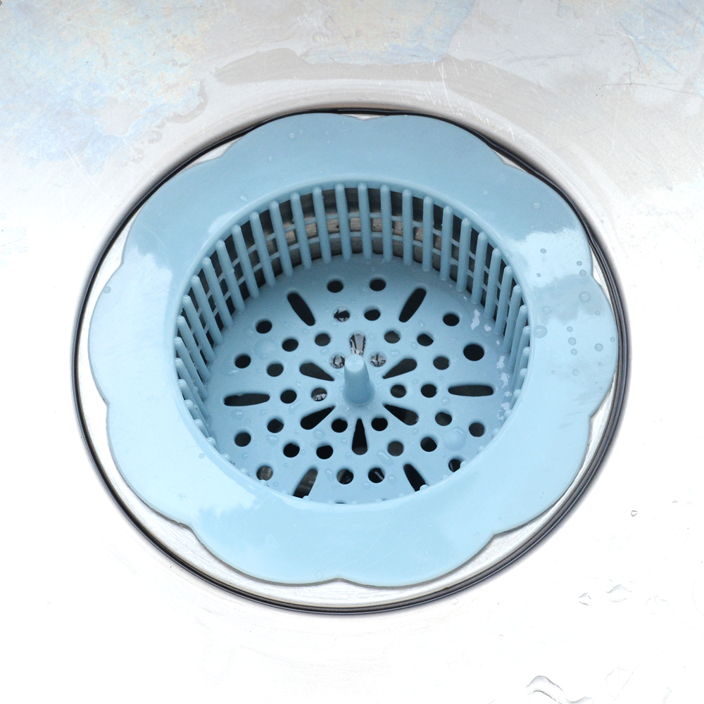 Køkken blomst type vask filter kloak vask gulvafløb anti-tilstopning hårfilter: Blå