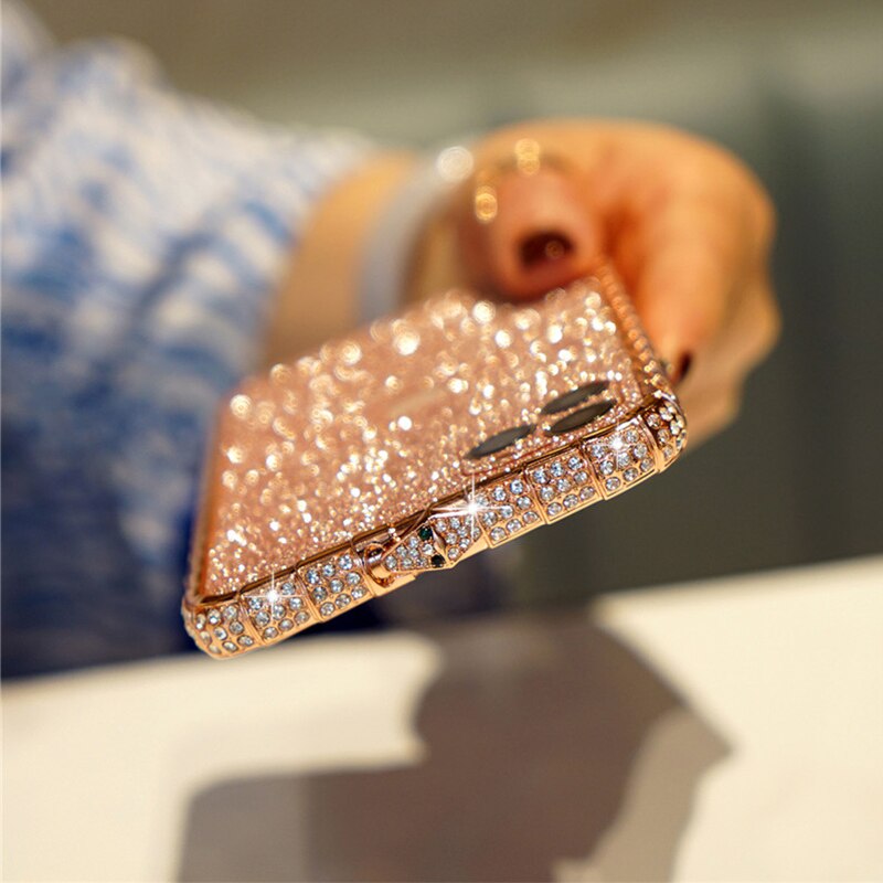 Strass Glitter Kristall Diamant Metall Stoßstange Fall Für iPhone12 Pro Max 12mini Bunte bling Abdeckung: For iPhone 12 Mini / Rose Gold