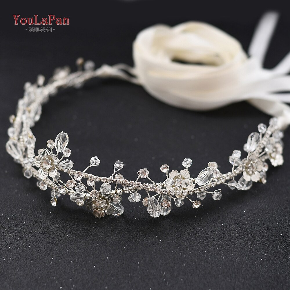 YouLaPan SH340 Strass Braut Gürtel Blume Hochzeit Kleid Gürtel Brautjungfer Schärpe Kristall Party Prom Abendkleider Schärpe Gürtel: aus-Weiß Schleife