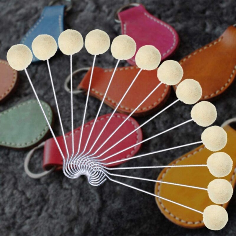 AC86 -100 Pieces Fiber Leather Dye Tool Dye Dyeing Applicator with Metal Handle for DIY Crafts Projects