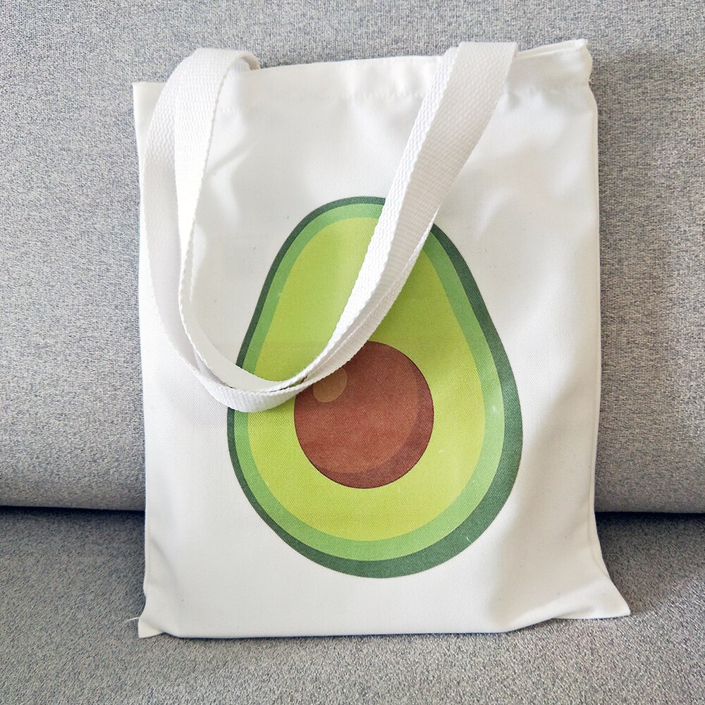 Canvas tas, eco-boodschappentas, dagelijks gebruik, opvouwbare canvas schoudertas, geruite canvas tas voor dames, banaan-avocadoprint