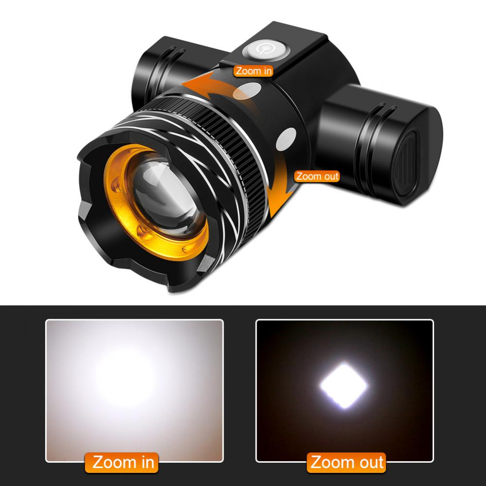 Luz delantera LED T6 para bicicleta, faro para bicicleta con Zoom ajustable, recargable por USB, resistente al agua, accesorios para bicicleta de montaña