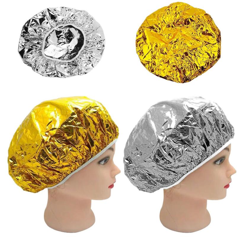 1Pc Aluminum Foil Cap Waterproof Stretchable Elastic Hair Cap Disposable Baking Oil Hair Cap Hair Salon Bathroom Haird Cap