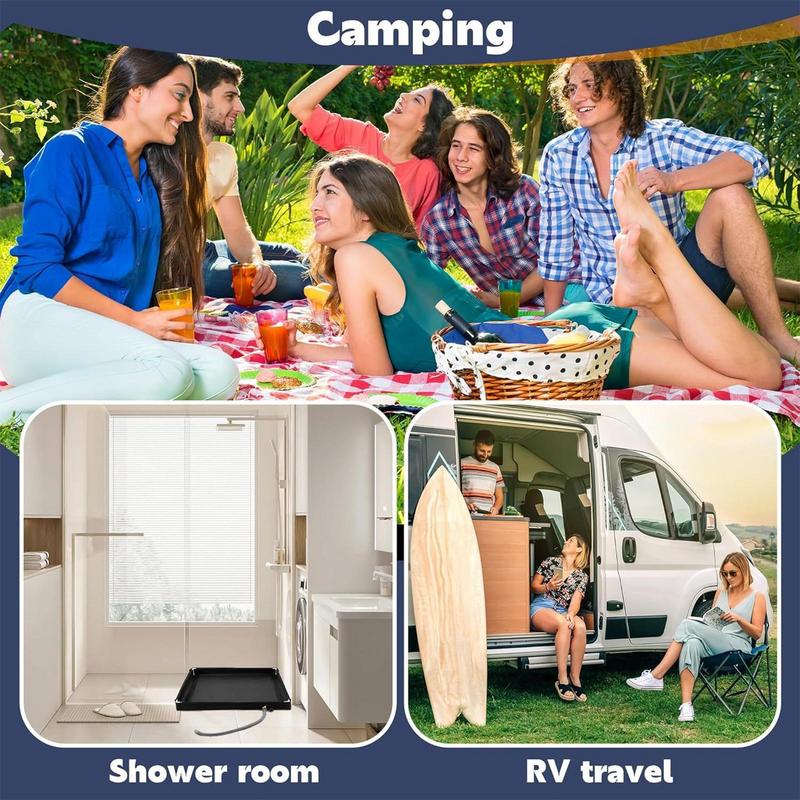 Foldable Shower Base Outdoor Tent RV Camping Awning Shower Tray Portable Shower Pan Foldable Shower Base for Camping Travel
